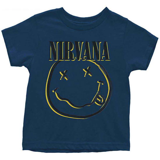 Cover for Nirvana · Nirvana Kids Toddler T-Shirt: Inverse Happy Face (4 Years) (T-shirt) [size 3-4yrs] [Blue - Kids edition]