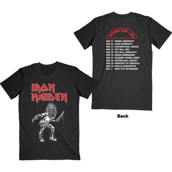 Iron Maiden Unisex T-Shirt: Autumn Tour 1980 (Black) (Back Print) - Iron Maiden - Merchandise -  - 5056368673504 - June 29, 2023