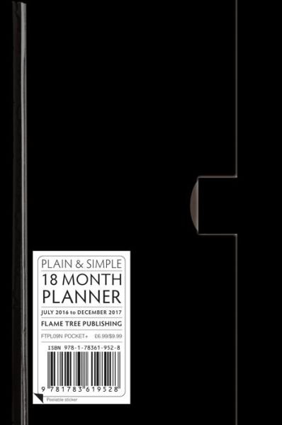 Cover for Flame Tree · Black pocket+ plain &amp; simple 18 month planner 2017 (Bog) (2016)