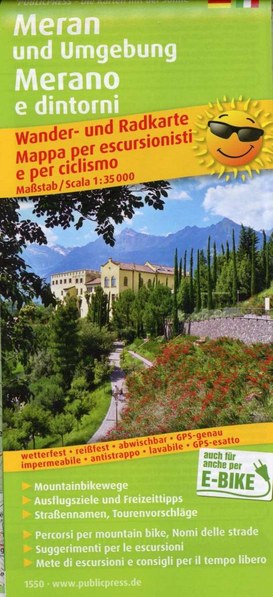 Cover for Meran and surroundings, hiking and cycling map 1:35,000 (Map) (2018)