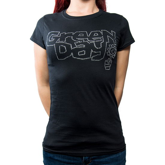 Green Day Ladies T-Shirt: Flower Pot (Embellished) - Green Day - Mercancía - Unlicensed - 5055979958505 - 