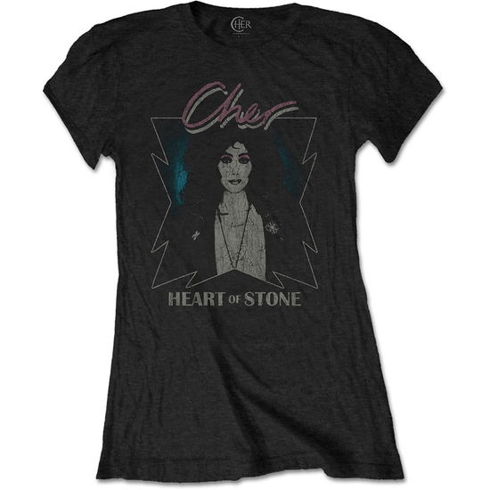 Cover for Cher · Cher Ladies T-Shirt: Heart of Stone (Black) (T-shirt) [size S] [Black - Ladies edition] (2019)