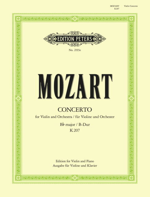 Cover for Wolfgang Amadeus Mozart · Concerto No. 1 in B flat K207 (Sheet music) (2001)