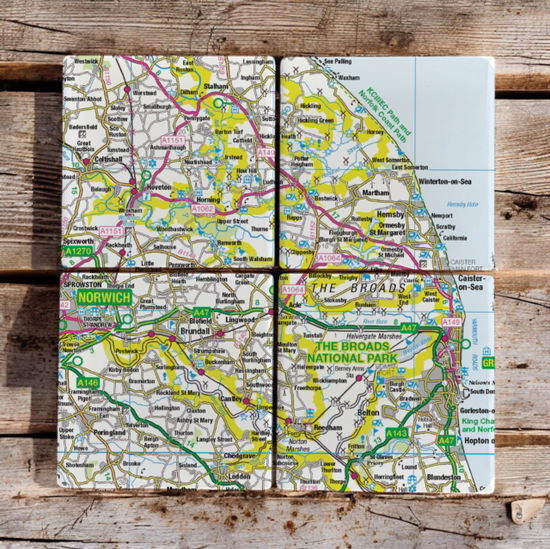 Cover for OS Map Ceramic Four Coaster Set - The Broads (MERCH) (2025)