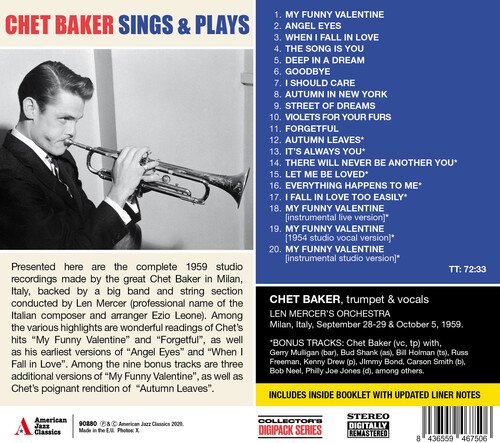Cover for Chet Baker · Sings &amp; Plays (CD) [Digipak] (2020)