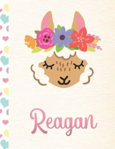 Cover for Llama Handwriting · Reagan Personalized Llama Primary Handwriting Notebook For Girls With Pink Name | Dotted Midline Handwriting Practice Paper | Kindergarten to Early ... | Grades K-2 Composition School Exercise Book (Paperback Bog) (2019)
