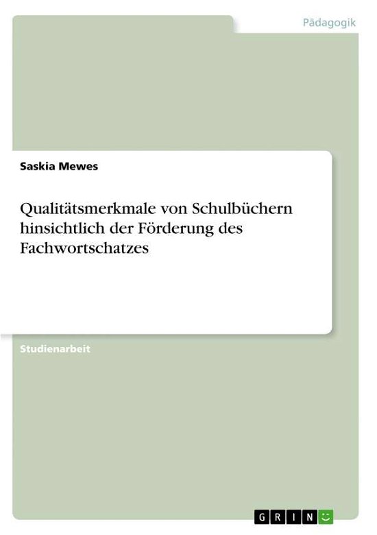 Cover for Mewes · Qualitätsmerkmale von Schulbücher (Book)