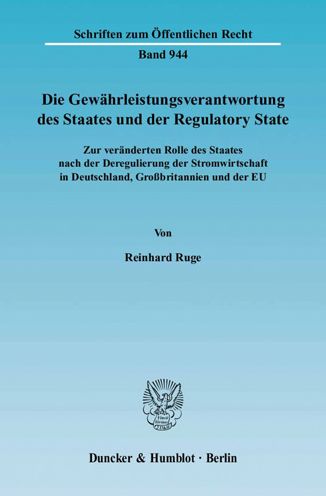 Cover for Ruge · Die Gewährleistungsverantwortung d (Buch) (2004)