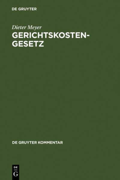 Cover for Meyer · Gerichtskostengesetz (Book) [German, 7th edition] (2005)