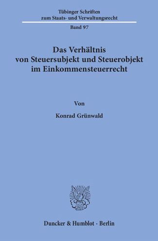 Cover for Grünwald · Das Verhältnis von Steuersubje (Book) (2015)