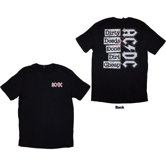 Cover for AC/DC · AC/DC Unisex T-Shirt: Mini Logo / Dirty Deeds (Black) (Back Print) (T-shirt) [size S] (2024)