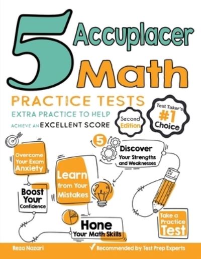 Cover for Reza Nazari · 5 Accuplacer Math Practice Tests (Paperback Book) (2020)