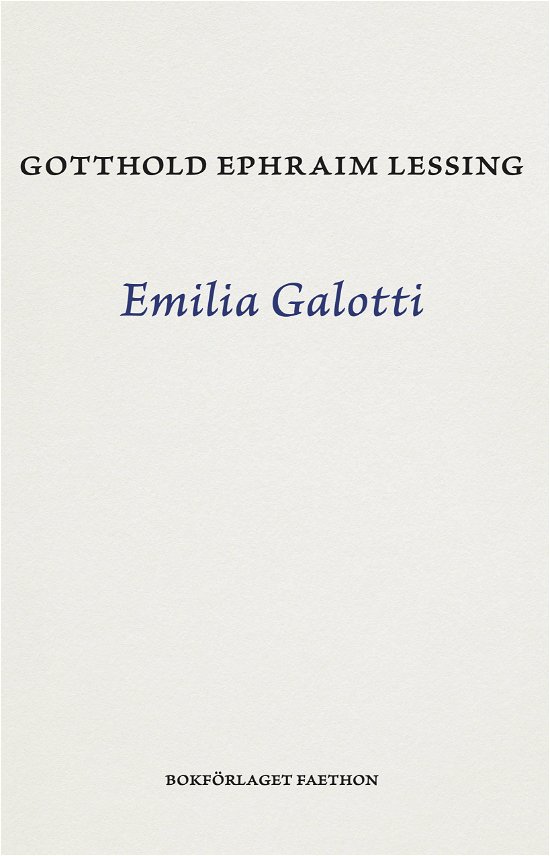 Cover for Lessing Gotthold Ephraim · Emilia Galotti (Book) (2023)