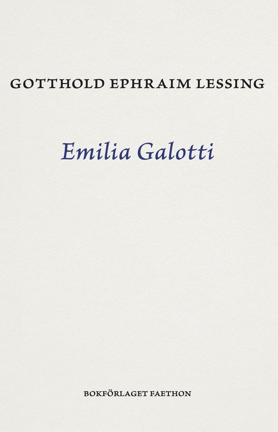 Cover for Lessing Gotthold Ephraim · Emilia Galotti (Bog) (2023)