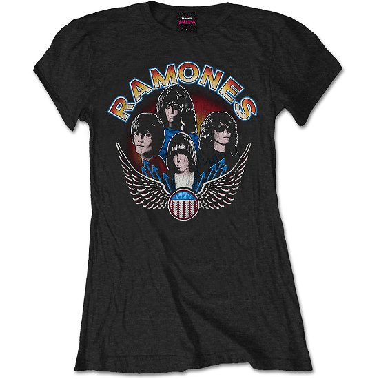 Cover for Ramones · Ramones Ladies T-Shirt: Vintage Wings Photo (T-shirt) [size L] [Black - Ladies edition]