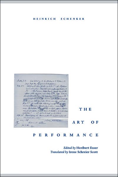 Cover for Heinrich Schenker · The Art of Performance (Pocketbok) (2002)