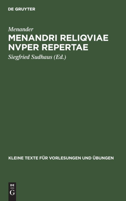 Cover for Siegfried Menander Sudhaus · Menandri reliqviae nvper repertae (Hardcover Book) (1914)