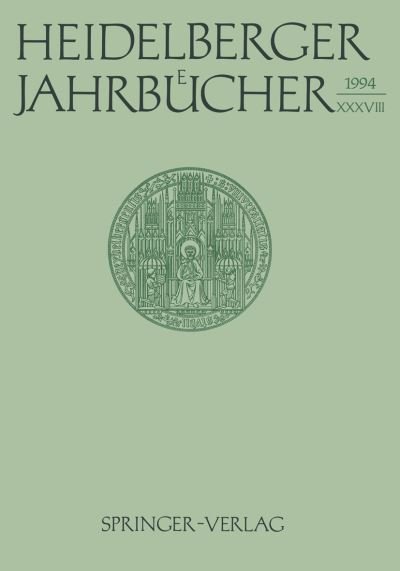 Cover for Universitats-Gesellschaft Heidelberg · Heidelberger Jahrbucher (Taschenbuch) [German edition] (1994)