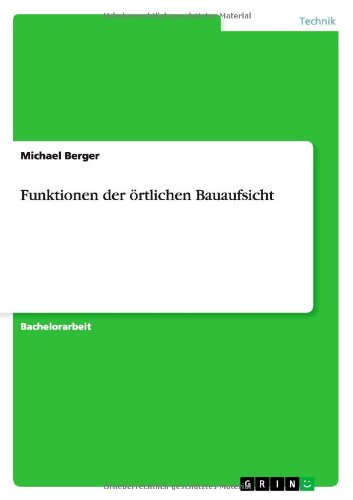 Cover for Michael Berger · Funktionen der oertlichen Bauaufsicht (Paperback Book) [German edition] (2011)