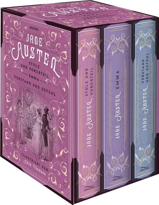 Cover for Jane Austen · Jane Austen, Stolz und Vorurteil - Emma - Verstand und Gefühl (illustriert) (3 Bände im Schuber) (Innbunden bok) (2021)