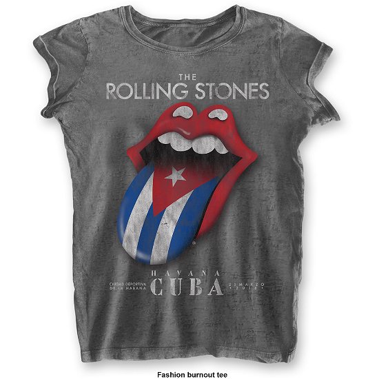 The Rolling Stones Ladies T-Shirt: Havana Cuba (Burnout) - The Rolling Stones - Koopwaar - Bravado - 5055979984511 - 