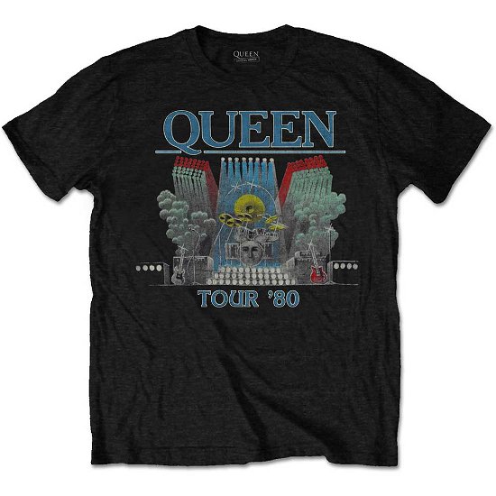 Queen Unisex T-Shirt: Tour '80 - Queen - Koopwaar - Bravado - 5056170630511 - 