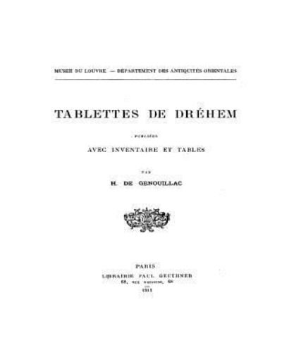 Cover for H Genouillac · Tablettes de Drehem (Taschenbuch) (2016)