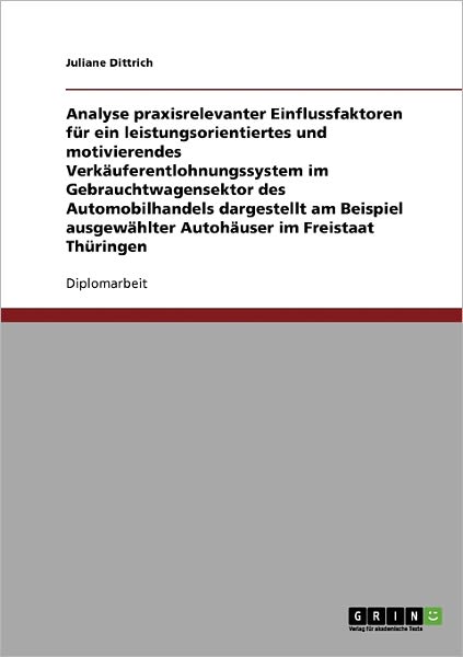 Cover for Juliane Dittrich · Analyse praxisrelevanter Einflussfaktor (Book) [German edition] (2007)
