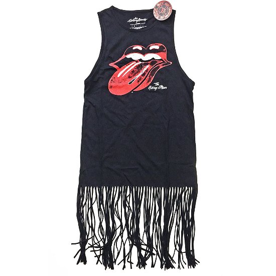 Cover for The Rolling Stones · The Rolling Stones Ladies Tassel Dress: Vintage Tongue Logo (Klær) [size S] [Black - Ladies edition]