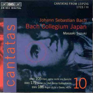 Cover for Bach / Bach Collegium Japan, Suzuki · Cantatas X: Bwv.179, Bwv.105, Bwv.186 (CD) (1999)