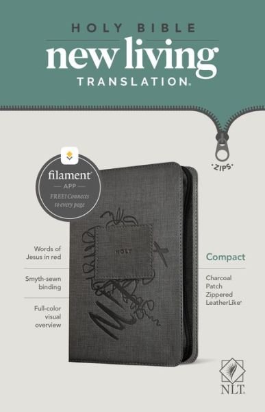 Cover for Tyndale · NLT Compact Zipper Bible, Filament Enabled Edition, Charcoal (Leather Book) (2021)