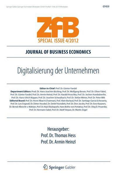 Cover for Thomas Hess · Digitalisierung Der Unternehmen - Zfb Special Issue (Paperback Book) [2012 edition] (2012)