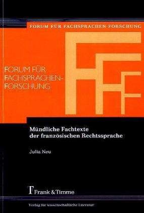 Cover for Neu · Mündliche Fachtexte der französisch (Buch)