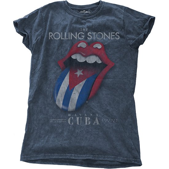 Cover for The Rolling Stones · The Rolling Stones Ladies T-Shirt: Havana Cuba (Wash Collection) (T-shirt) [size S] [Blue - Ladies edition] (2017)