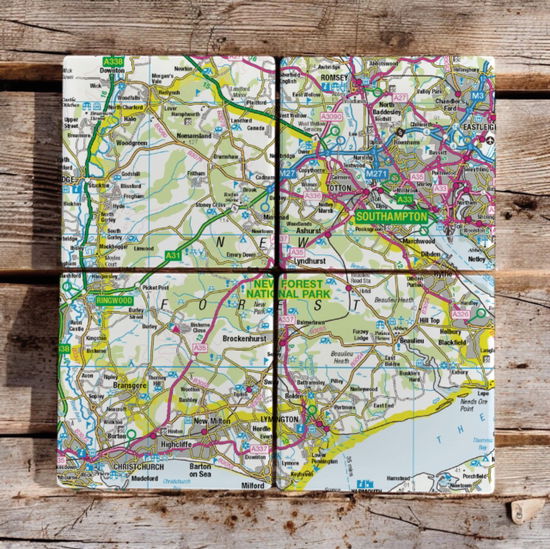 Cover for OS Map Ceramic Four Coaster Set - New Forest National Park (MERCH) (2025)