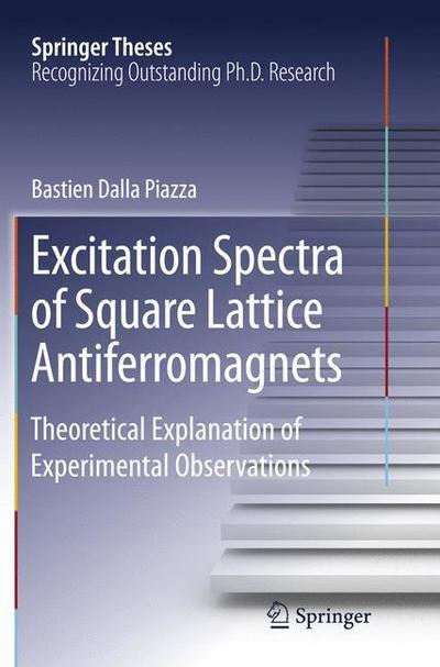 Cover for Bastien Dalla Piazza · Excitation Spectra of Square Lattice Antiferromagnets: Theoretical Explanation of Experimental Observations - Springer Theses (Paperback Book) [Softcover reprint of the original 1st ed. 2016 edition] (2018)