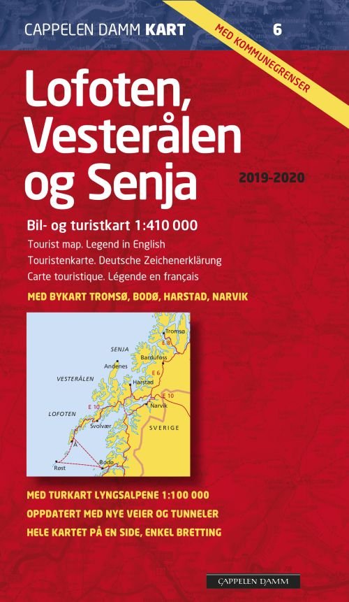 Cover for Cappelen Damm · CK: Lofoten, Vesterålen og Senja : bil- og turistkart (Hardcover bog) (2019)