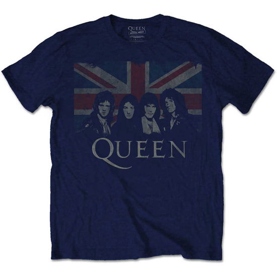 Queen Unisex T-Shirt: Vintage Union Jack - Queen - Produtos - Bravado - 5055979925514 - 