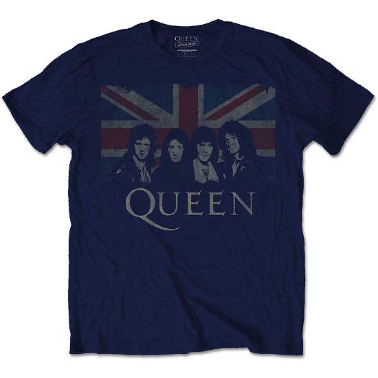 Cover for Queen · Queen Unisex T-Shirt: Vintage Union Jack (T-shirt) [size S] [Blue - Unisex edition]