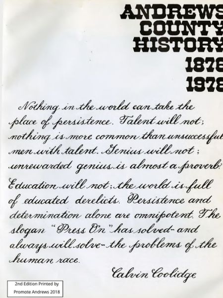 Cover for Promote Andrews · Andrews County History (Paperback Book) (2018)