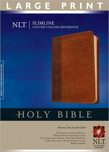 Cover for Tyndale House Publishers · NLT Slimline Center Column Reference Bible, Large Print (Læderbog) [Large type / large print edition] [Tan/Brown Imitation] (2010)