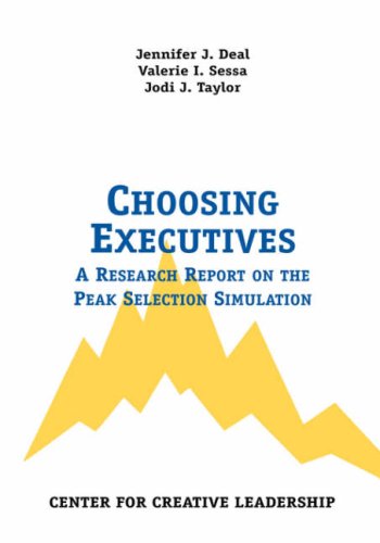 Cover for Jodi J. Taylor · Choosing Executives: a Research Report on the Peak Selection Simulation (Paperback Book) (1999)