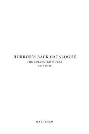 Matt Shaw · Horror's Back Catalogue (Paperback Book) (2017)