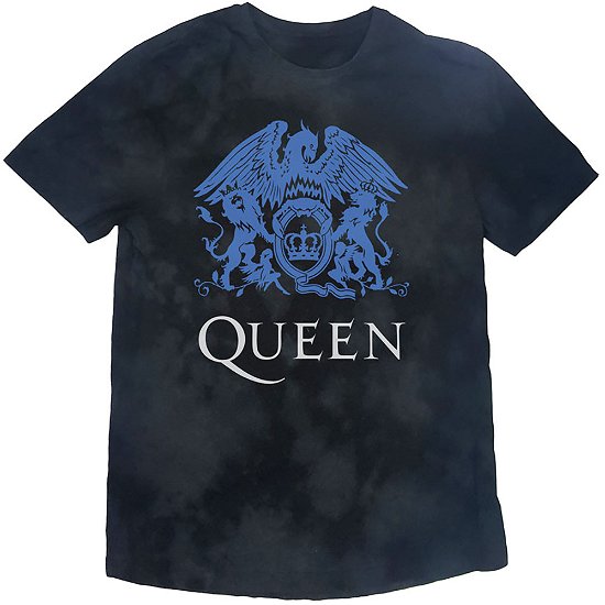 Cover for Queen · Queen Unisex T-Shirt: Blue Crest (Wash Collection) (T-shirt) [size S] [Black - Unisex edition]