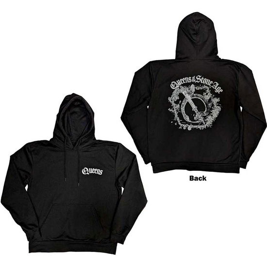 Queens Of The Stone Age Unisex Pullover Hoodie: Floral Chains (Black) (Back Print) - Queens Of The Stone Age - Merchandise - - 5056737255515 - May 23, 2024