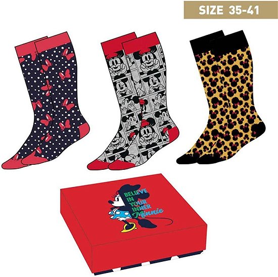 MINNIE MOUSE - 3 Pairs socks pack (Size 35-41) - TShirt - Fanituote - Artesania Cerda - 8427934497515 - 2020