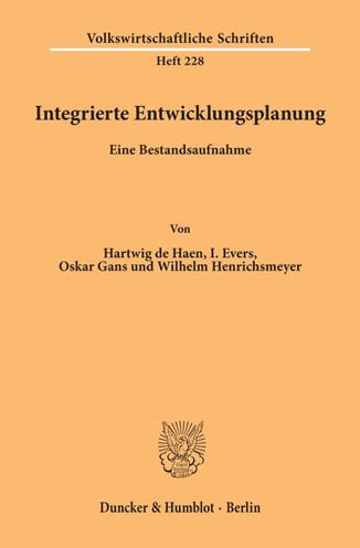 Cover for Haen · Integrierte Entwicklungsplanung. (Book) (1975)