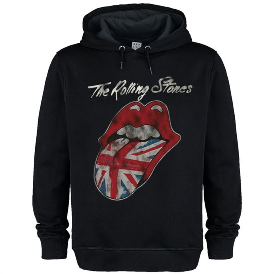 Cover for The Rolling Stones · Rolling Stones Uk Tongue Amplified Vintage Black Large Hoodie Sweatshirt (T-shirt) (2024)