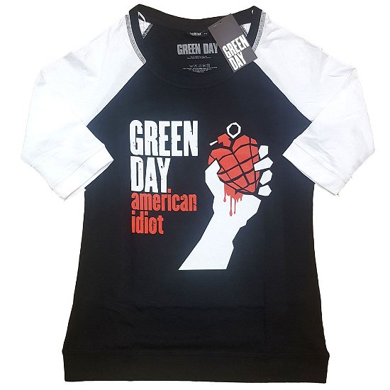 Green Day Ladies Raglan T-Shirt: American Idiot - Green Day - Koopwaar -  - 5056368649516 - 