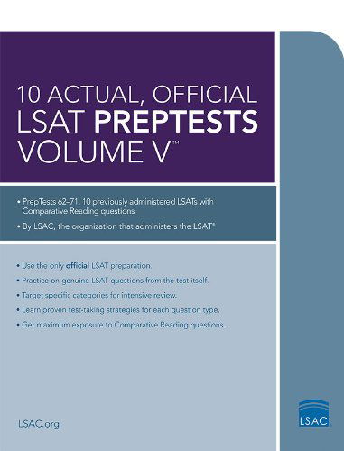 Cover for Law School Admission Council · 10 Actual, Official Lsat Preptests Volume V: Preptests 62 Through 71 (Paperback Book) [Big edition] (2014)